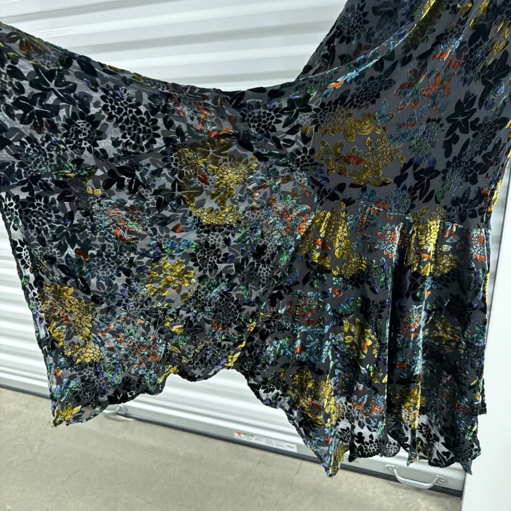 Vtg Newport News Velvet Burnout Maxi Dress Womens 10 Cowl Mermaid Witchy 90s y2k